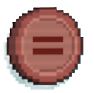 A red coin with an equal sign in the middle