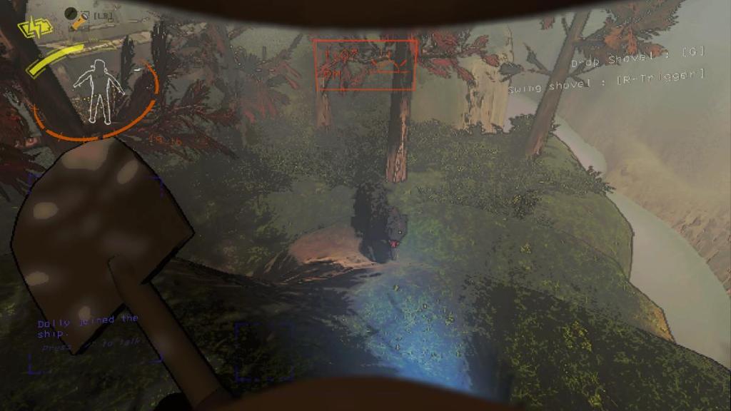 Feiopar at bottom of hill, looking up at player