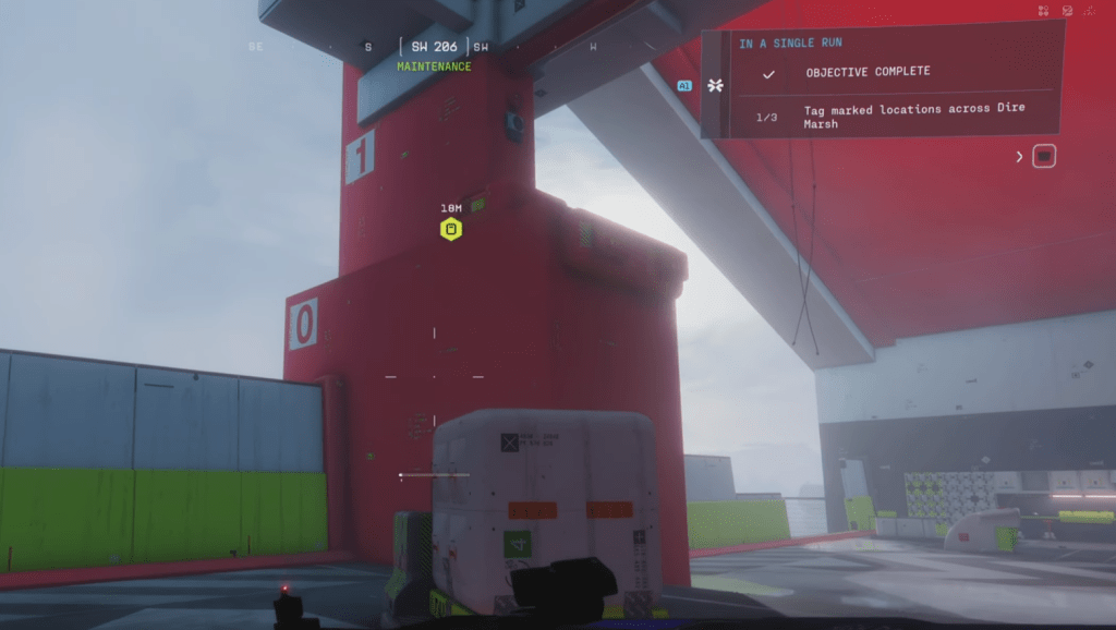 Marked location on pillar