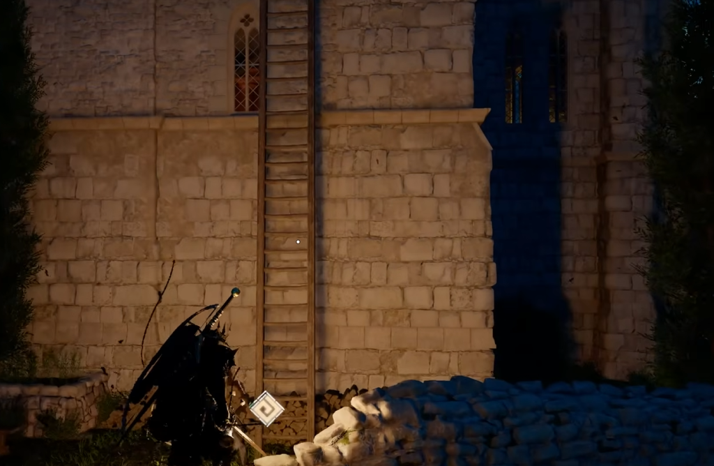 Ladder that leads to the top of the tower in House of Healing