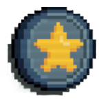 A coin with a yellow star in the middle