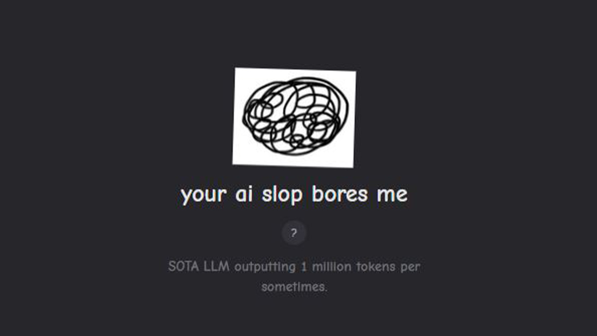 The landing page for the AI slop website