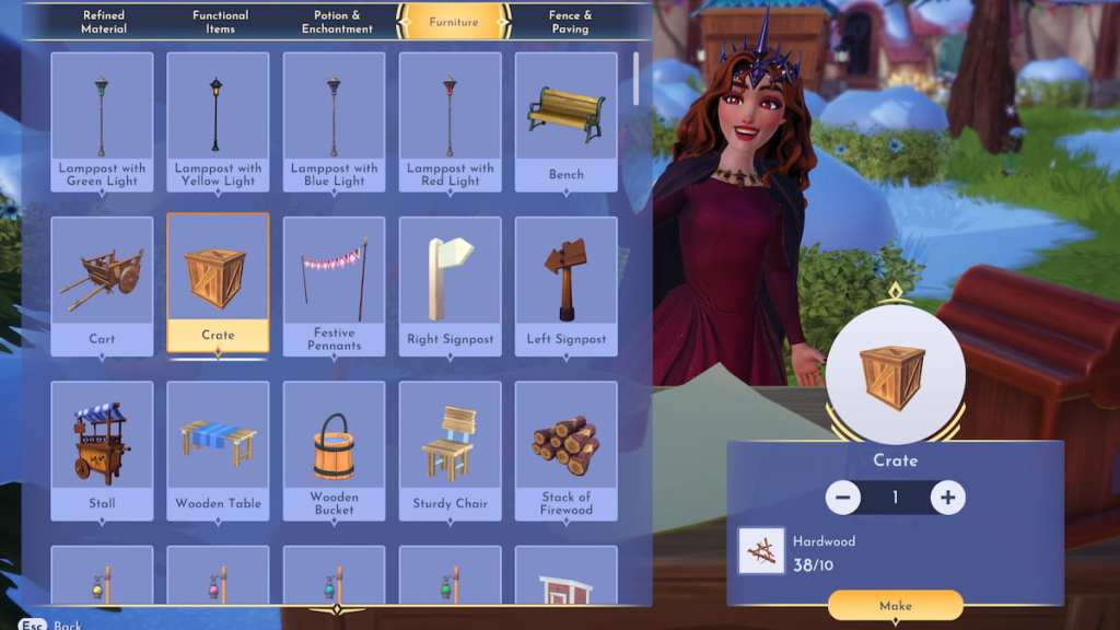 Crafting a crate in disney dreamlight valley
