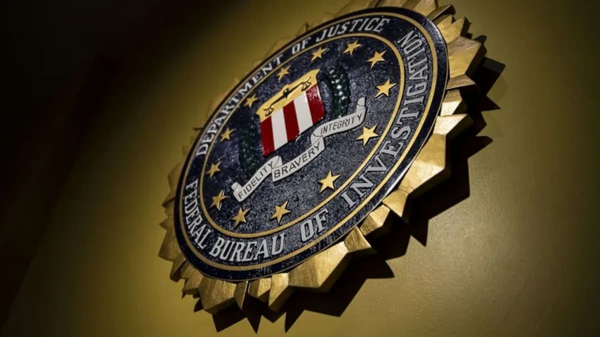 FBI's seal on the wall.