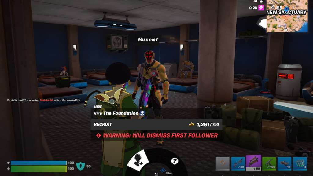 Hire the foundation option in fortnite
