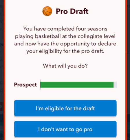 being drafted for pro basketball in bitlife