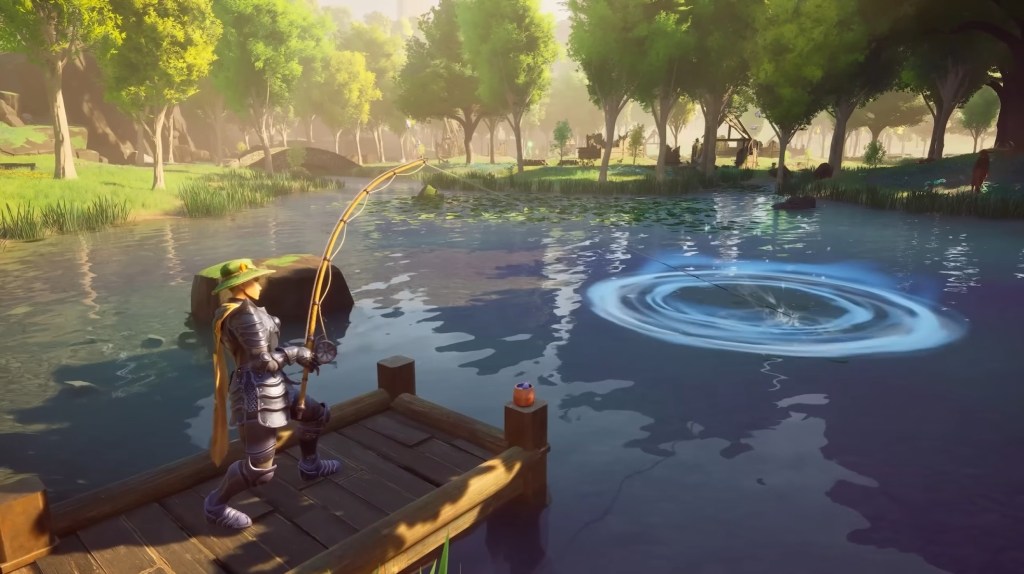 Fishing in a lake in RuneScape: Dragonwilds