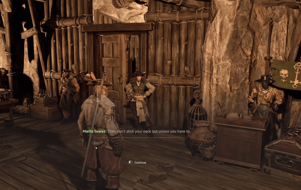 Marita in smuggler's base in Windrose