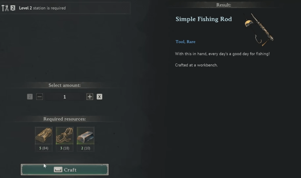 Simple Fishing Rod recipe in Windrose