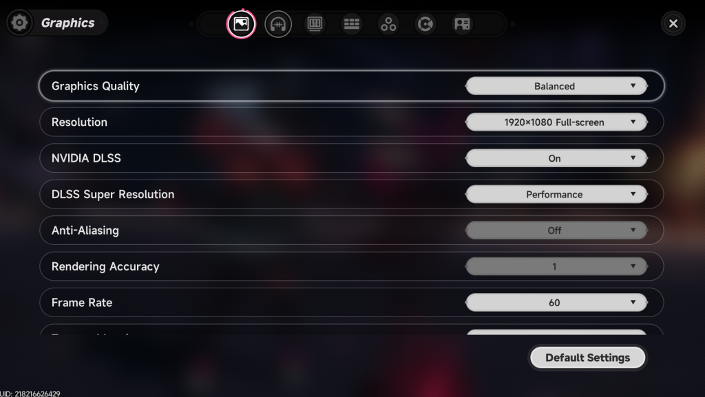 Graphics settings for NTE: Neverness to Everness