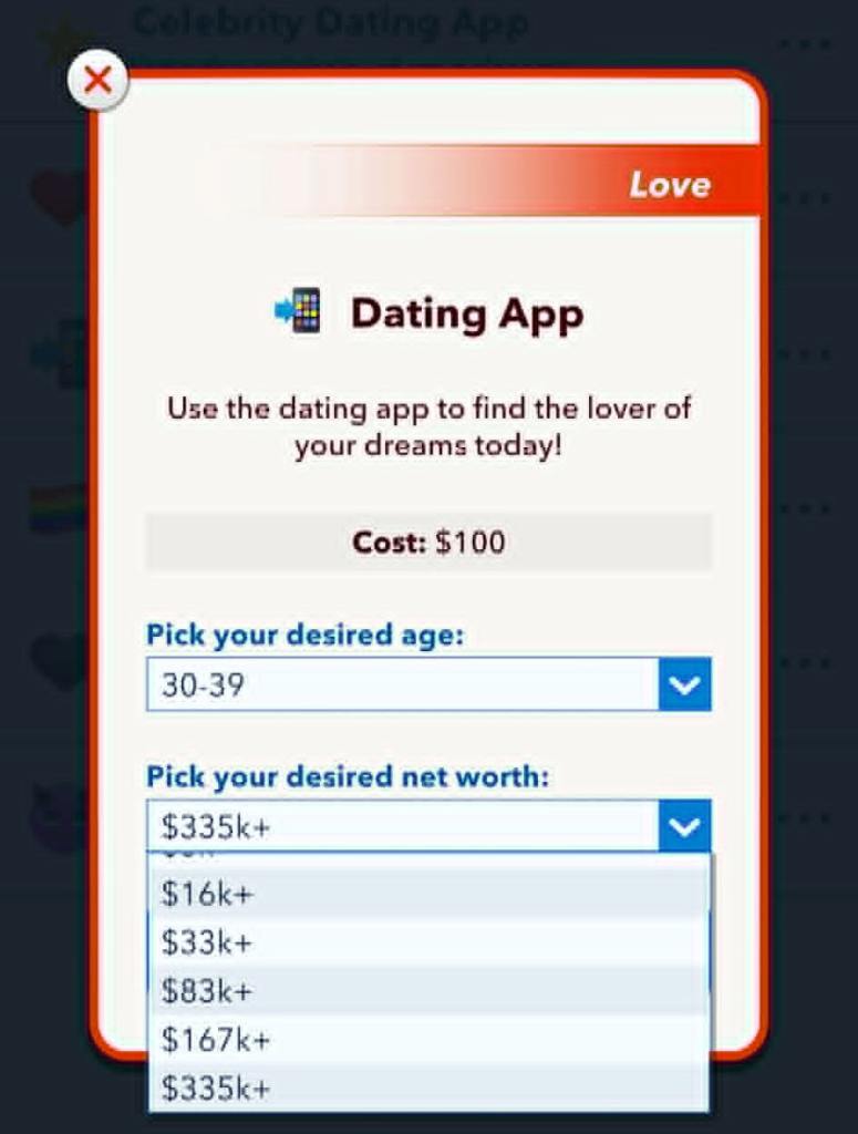 Dating app net worth in bitlife