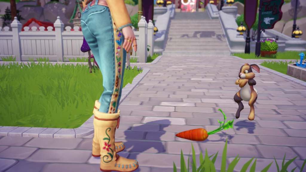 Feeding calico rabbit in disney dreamlight valley