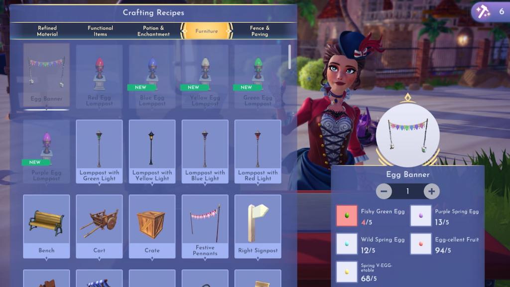 Eggstravaganza crafting recipes in disney dreamlight valley