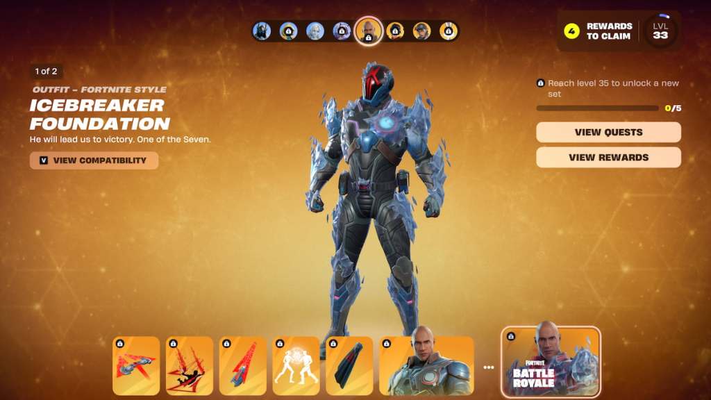 Icebreaker foundation battle pass page in fortnite