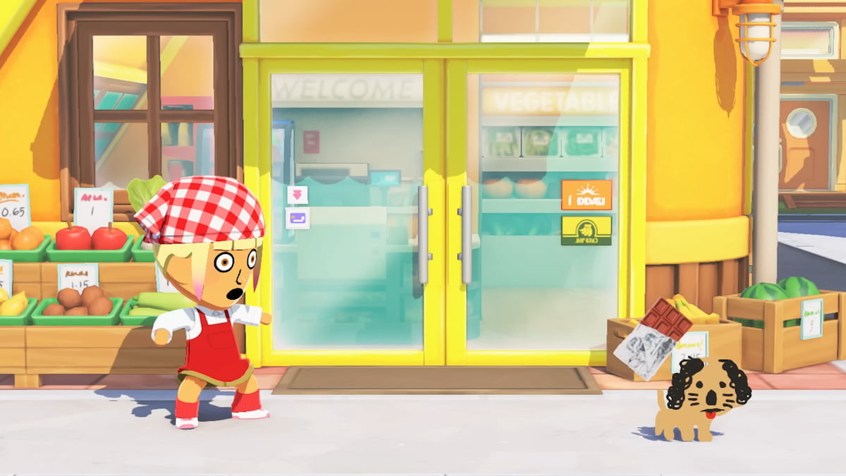 A mii standing shocked outside a shop im tomodachi life living the dream