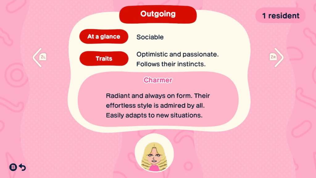 Outgoing Mii in tomodachi life living the dream
