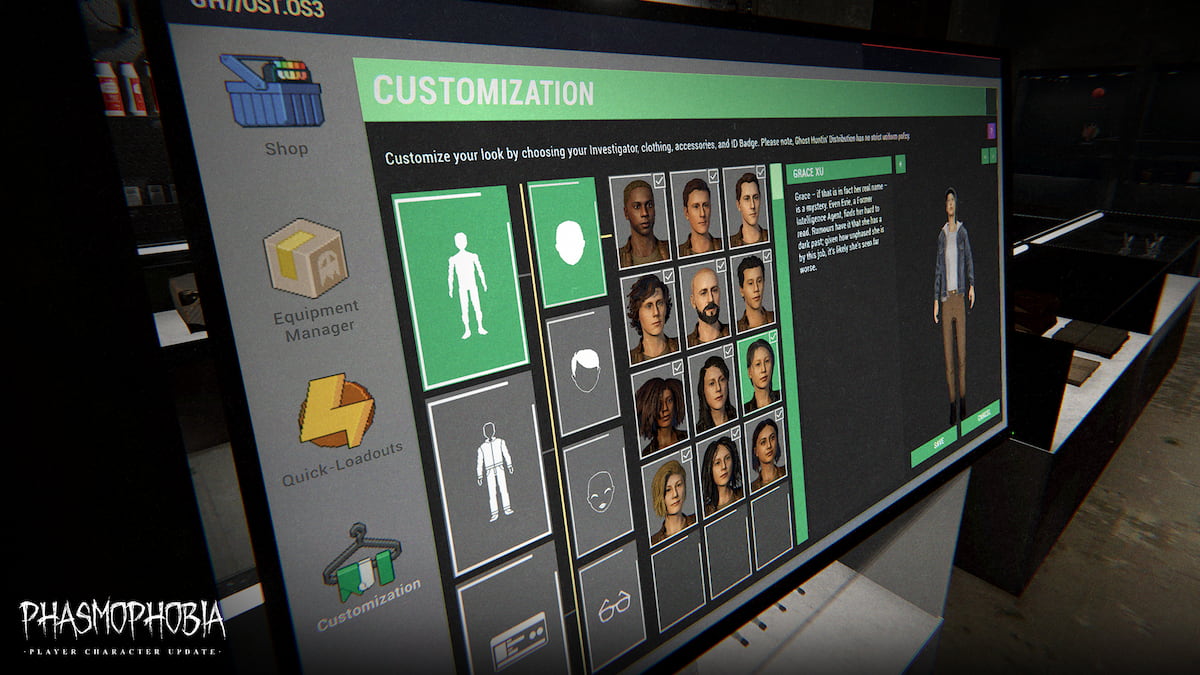 Phasmophobia player character models displayed on screen