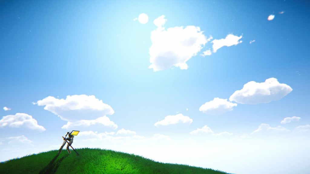 An image from Prove You're Human highly reminiscent of the famous Windows XP wallpaper