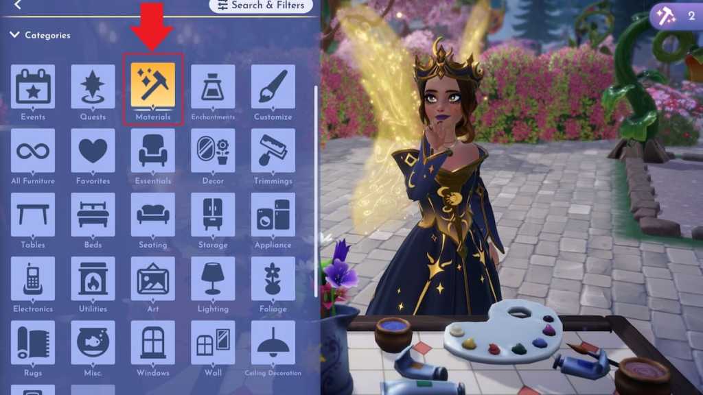 materials category marked in disney dreamlight valley