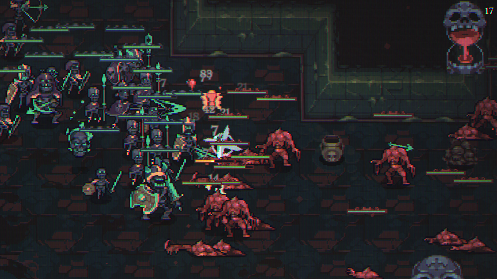 Fighting different enemies in Skull Horde