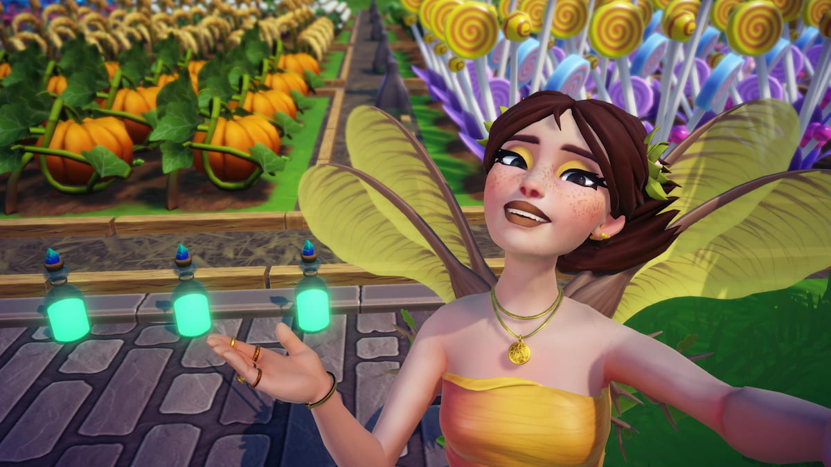 Taking picture with growth elixirs in disney dreamlight valley