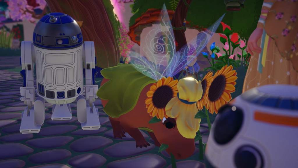 tinker bell capybara eating sunflower in disney dreamlight valley