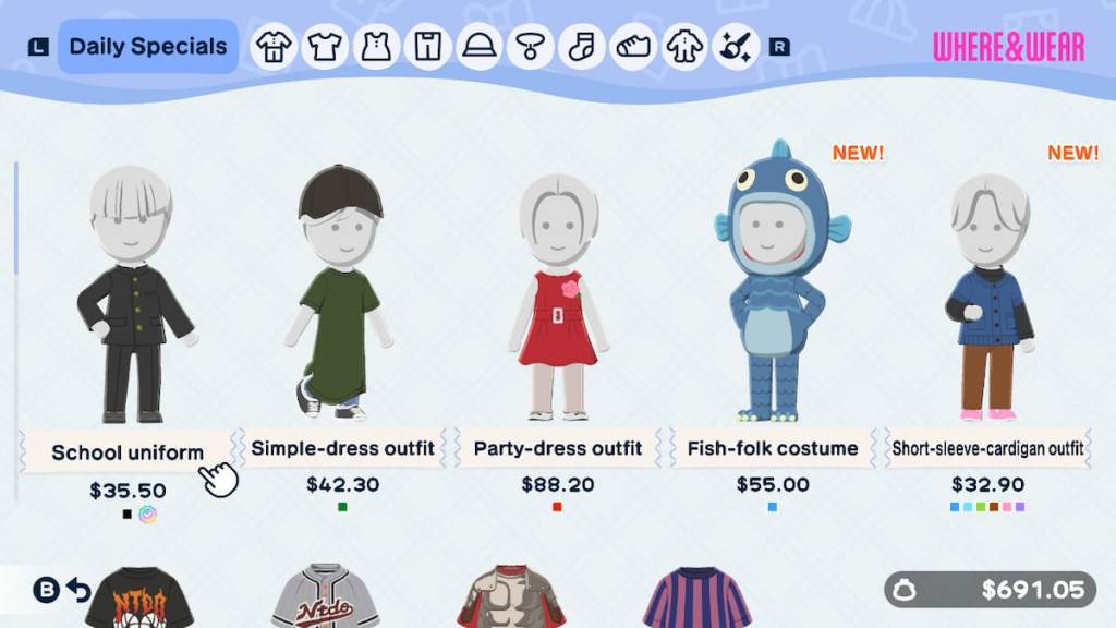 Where & Wear daily specials in tomodachi life living the dream