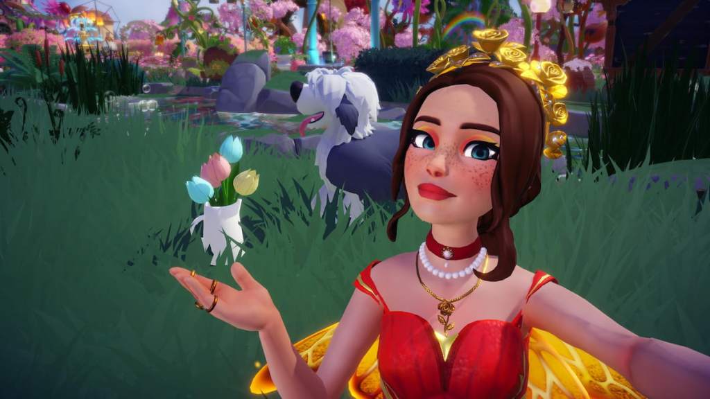 Decorative Tulip Bouquet on ground in disney dreamlight valley