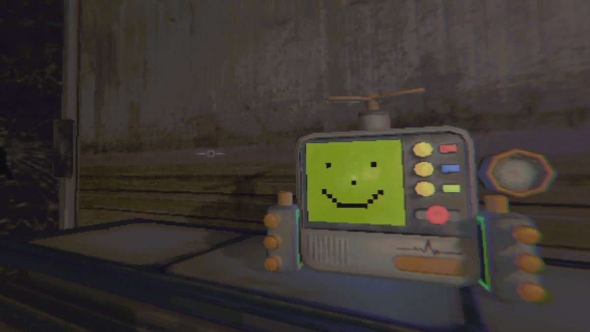 The Defibro displaying a smiling face on its screen