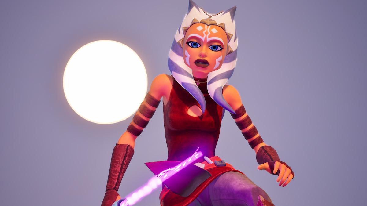 Ahsoka with a lightsaber in star wars fortnite