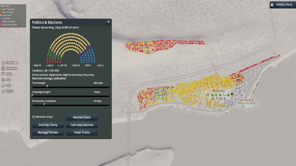 Political system mod in Cities: Skylines. 