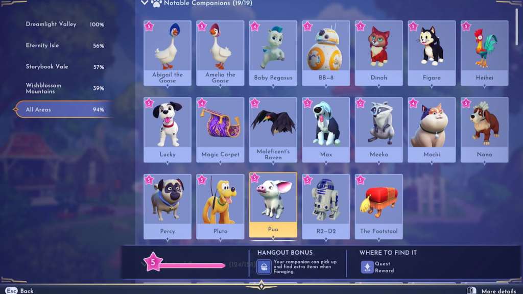 Critters page in disney dreamlight valley