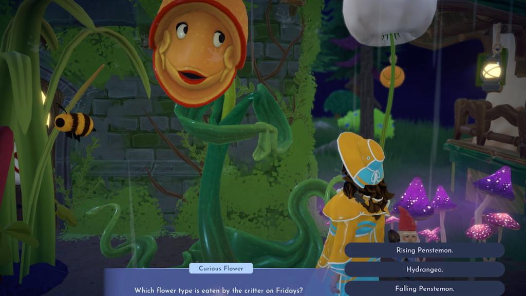 curious flower asking what critter eats in disney dreamlight valley