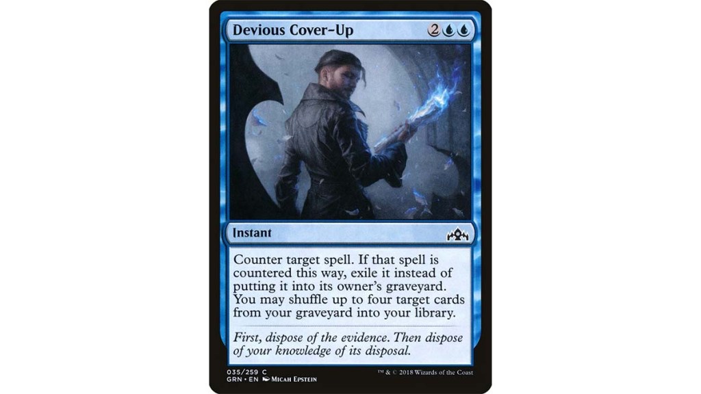 The artwork for Devious Cover-Up, MTG 