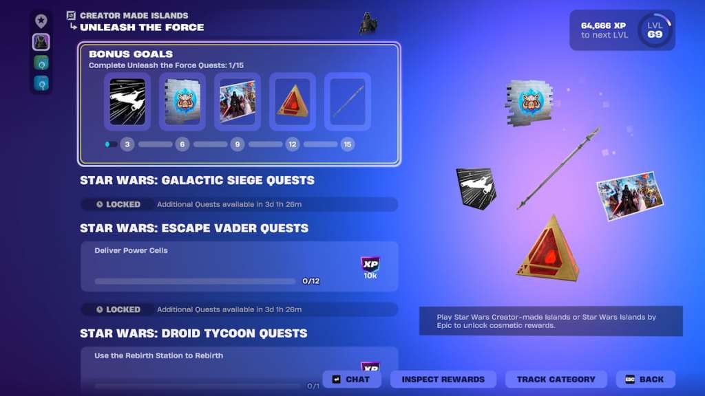 Unleash the force quest page in fortnite