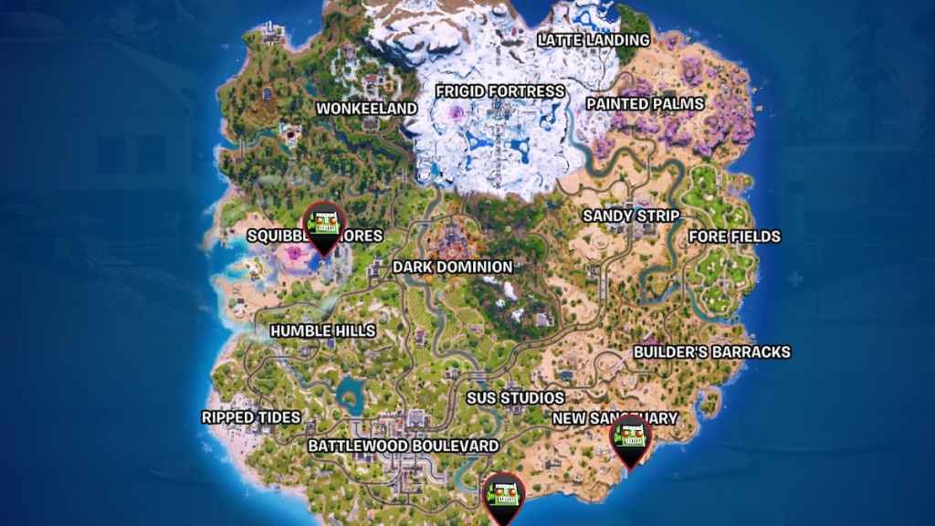 golden fishing spots marked on map in fortnite