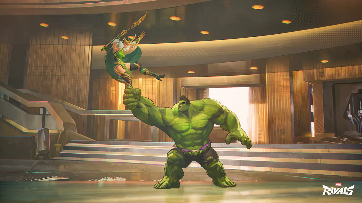 Hulk throwing loki around during a photo op in marvel rivals