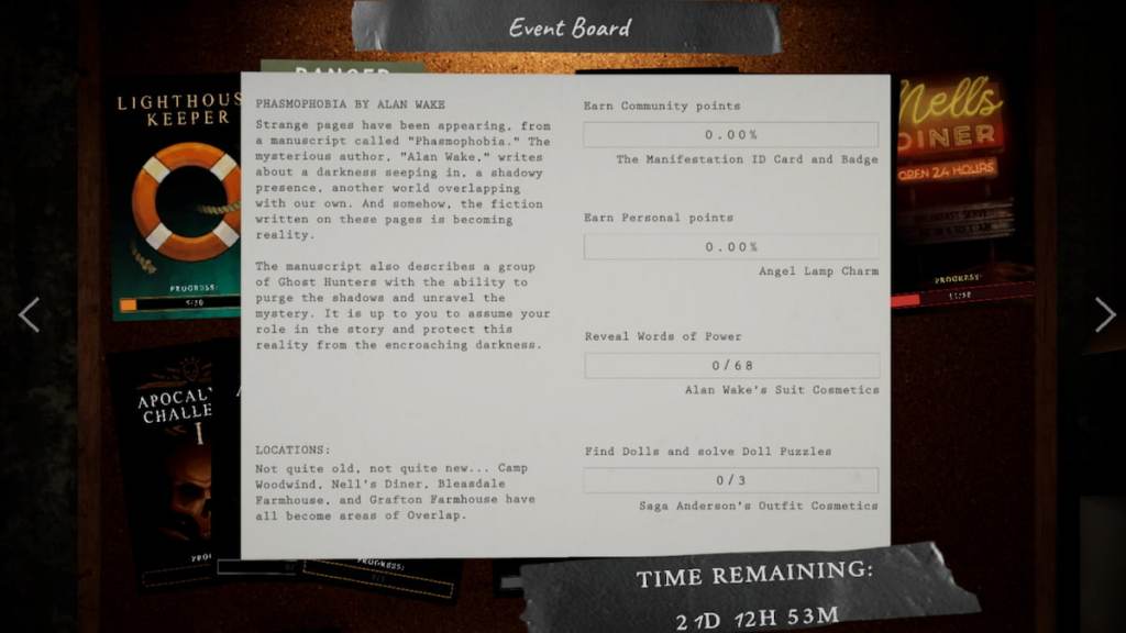 Alan wake phasmophobia event page