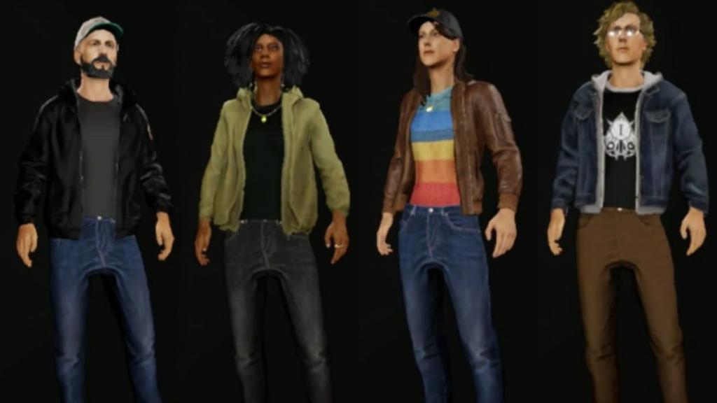 Four characters in Phasmophobia wearing cosmetics.