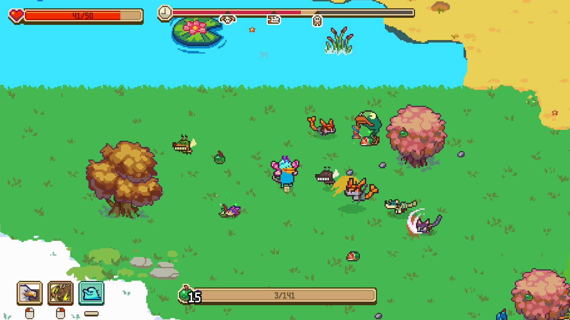 A player feeding on items in Everything is Crab