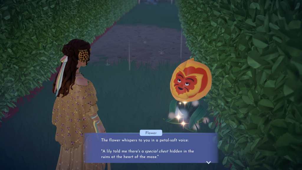 Talking flower in maze in disney dreamlight valley